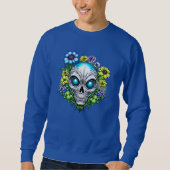Alien Gesicht und Blume Kunst Sweatshirt (Vorderseite)