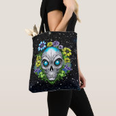 Alien Gesicht und Blume Kunst Tasche (Von Nahem)
