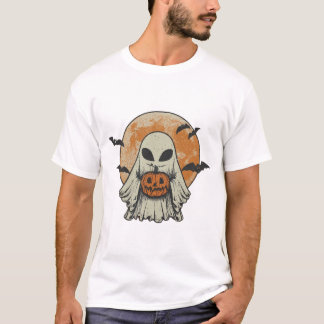 Alien Ghost Pumpkin Halloween Vintage Spooky Night T-Shirt
