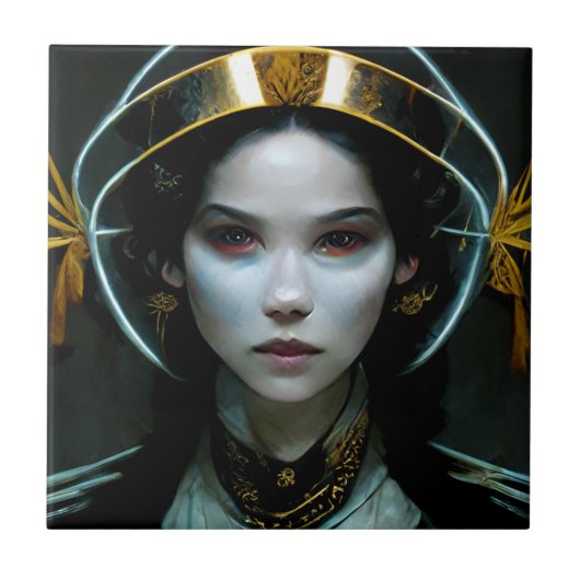 Alien Girl 2 Science Fiction Fliese (Vorderseite)