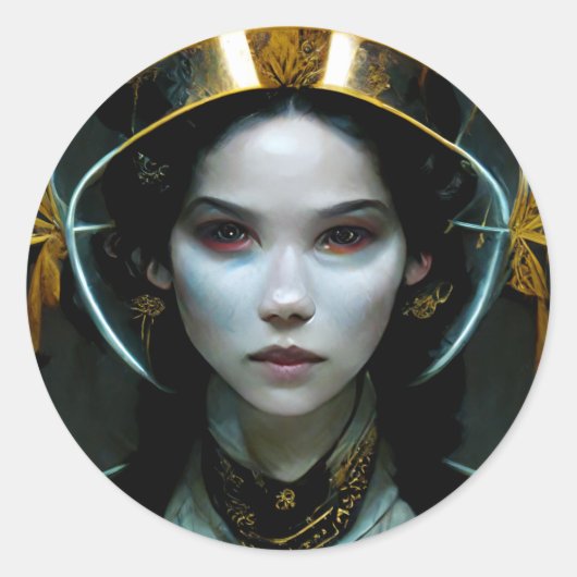 Alien Girl 2 Science Fiction Runder Aufkleber (Vorderseite)