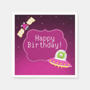 Alien Girl Birthday Paper Napkins Serviette