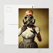 Alien Girl in einer Gasmaske Postkarte (Vorne/Hinten)