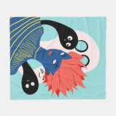 Alien Girl with Spooky Ghosts Imaginary Friends Fleecedecke (Vorderseite (Horizontal))