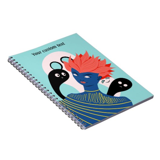 Alien Girl with Spooky Ghosts Imaginary Friends Notizblock (Rechte Seite)