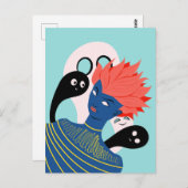 Alien Girl with Spooky Ghosts Imaginary Friends Postkarte (Vorne/Hinten)