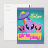 Alien glaubt, dass Mädchen spielen Postkarte (Vorne/Hinten)