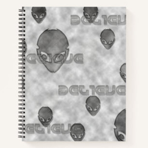 Alien glaubt notizblock
