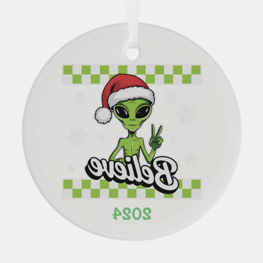 Alien glaubt ornament aus glas (Rückseite)