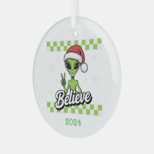 Alien glaubt ornament aus glas (Vorderseite links)