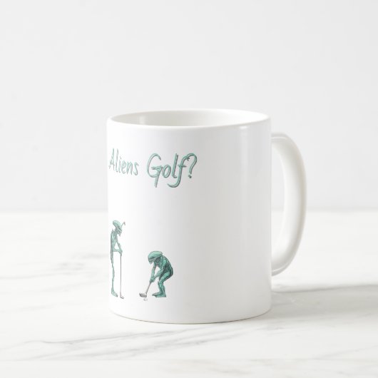 Alien Golf Tasse - bearbeitbarer Text (VorderseiteRechts)
