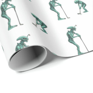 Alien Golf Wrapping Paper Geschenkpapier