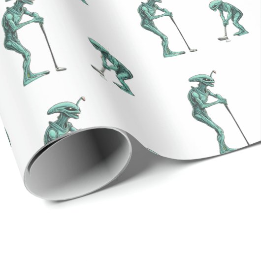 Alien Golf Wrapping Paper Geschenkpapier (Rolleneckpunkt)