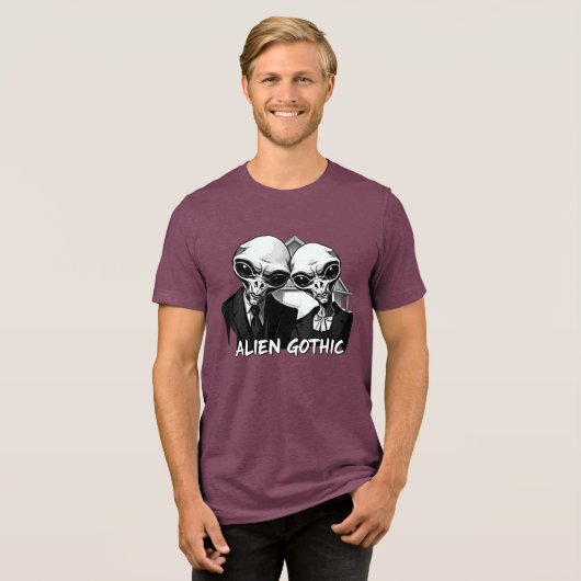 Alien Gothic über Retro Fusion Tri-Blend Shirt (Vorderseite voll)