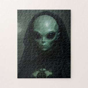 Alien Gotische Priesterin des Mondes Puzzle