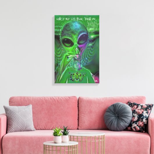 ALIEN GRAFFITI LEINWAND BRINGT MICH ZU IHREM HÄNDL (Insitu (Wohnzimmer))