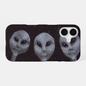 Alien Graue iPhone 16 Hülle (Rückseite (Horizontal))
