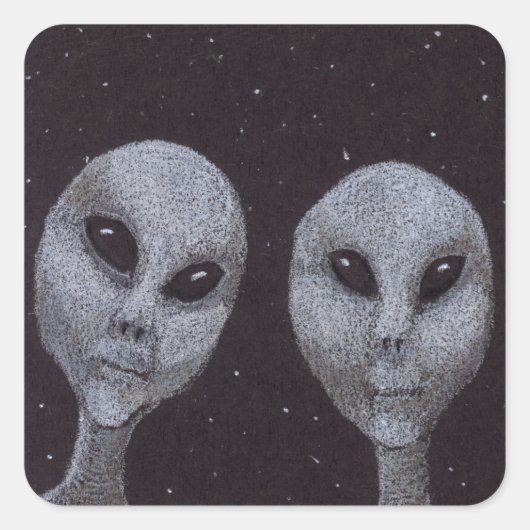 Alien Graue Quadratischer Aufkleber (Vorderseite)