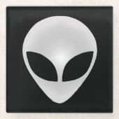 Alien Graukopf Glasuntersetzer (Vorderseite)