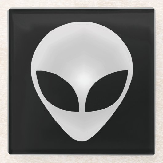 Alien Graukopf Glasuntersetzer (Vorderseite)