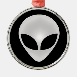 Alien Gray Head Silbernes Ornament