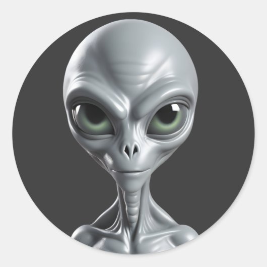 Alien Gray Runder Aufkleber (Vorderseite)