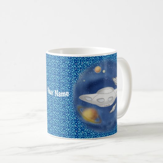 Alien Gray Spaceship Kaffeetasse (VorderseiteRechts)