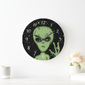 Alien Gray Starry Hintergrund Weltraum Große Wanduhr (Zuhause)