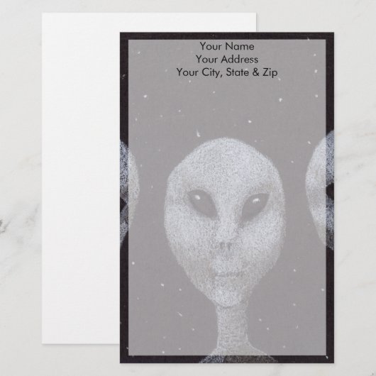 Alien Grays Briefpapier (Vorne/Hinten)