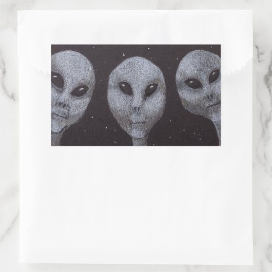 Alien Grays Rechteckiger Aufkleber (Tasche)