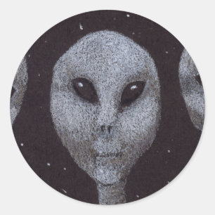 Alien Grays Runder Aufkleber
