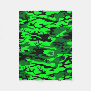 Alien Green Camouflage Throw Blanket Fleecedecke