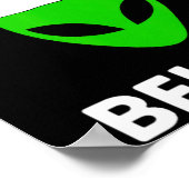 Alien Green Face Christmas Santa Hat Believe Poster (Ecke)