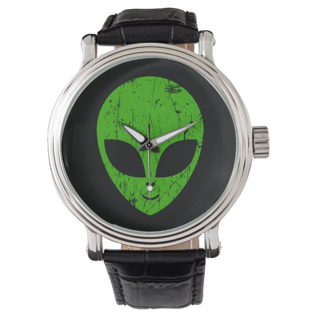 Alien Green Head ufo Science Fiction Extraterrestl Armbanduhr (Vorderseite)