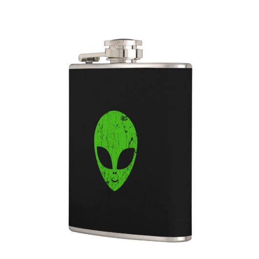 Alien Green Head ufo Science Fiction Extraterrestl Flachmann (Links)