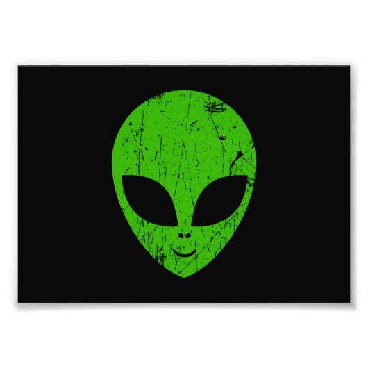 Alien Green Head ufo Science Fiction Extraterrestl Fotodruck (Vorne)