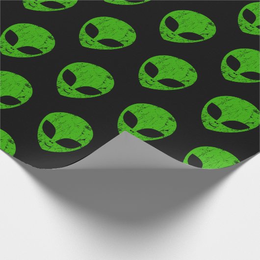 Alien Green Head ufo Science Fiction Extraterrestl Geschenkpapier (Ecke)
