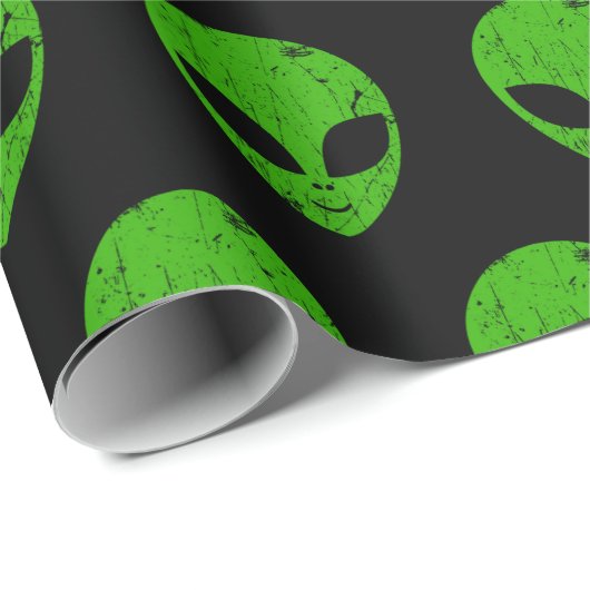 Alien Green Head ufo Science Fiction Extraterrestl Geschenkpapier (Rolleneckpunkt)
