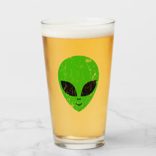 Alien Green Head ufo Science Fiction Extraterrestl Glas
