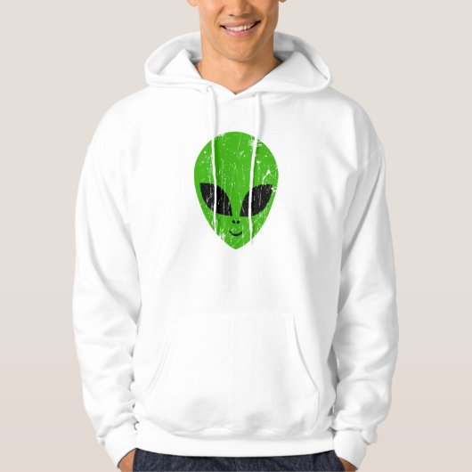 Alien Green Head ufo Science Fiction Extraterrestl Hoodie (Vorderseite)