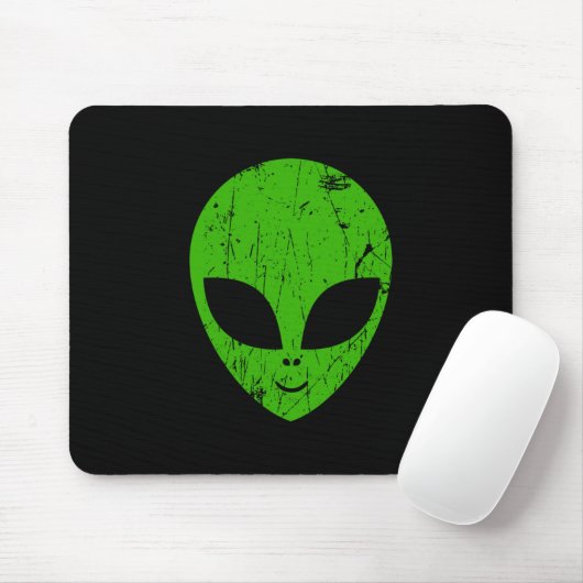 Alien Green Head ufo Science Fiction Extraterrestl Mousepad (Mit Mouse)