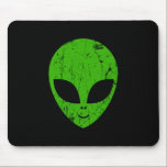 Alien Green Head ufo Science Fiction Extraterrestl Mousepad<br><div class="desc">Alien grüner Kopf ufo Science Fiction extrarestrisches Grunge Lächeln Gesicht</div>