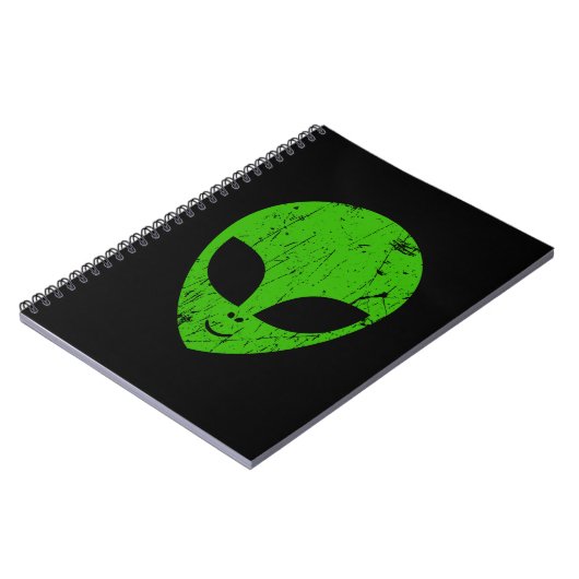Alien Green Head ufo Science Fiction Extraterrestl Notizblock (Linke Seite)
