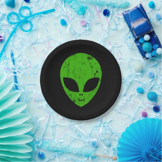 Alien Green Head ufo Science Fiction Extraterrestl Pappteller (Party)