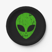 Alien Green Head ufo Science Fiction Extraterrestl Pappteller (Vorderseite)