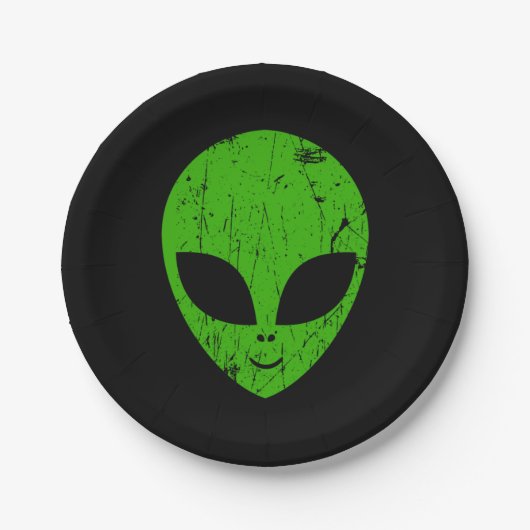 Alien Green Head ufo Science Fiction Extraterrestl Pappteller (Vorderseite)