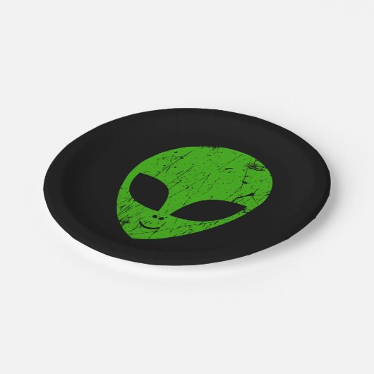 Alien Green Head ufo Science Fiction Extraterrestl Pappteller (Schrägansicht)