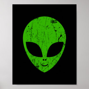 Alien Green Head ufo Science Fiction Extraterrestl Poster