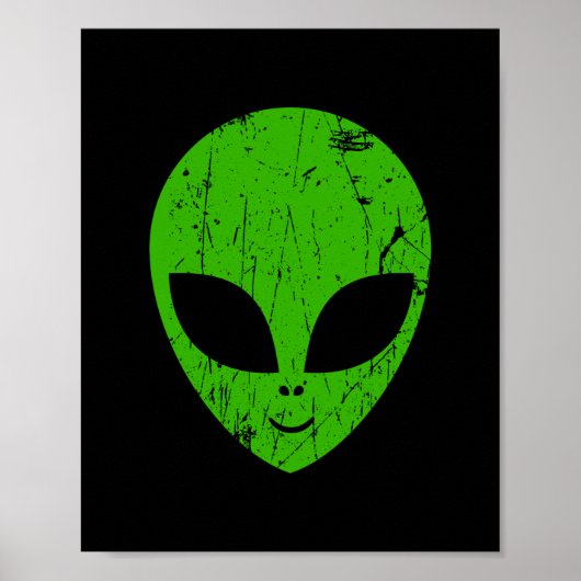 Alien Green Head ufo Science Fiction Extraterrestl Poster (Vorne)