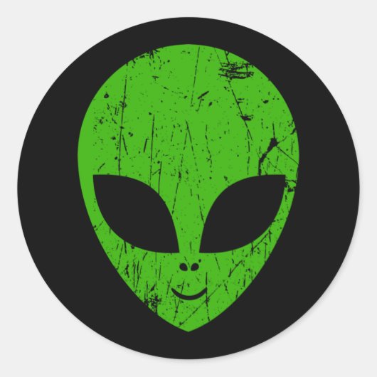 Alien Green Head ufo Science Fiction Extraterrestl Runder Aufkleber (Vorderseite)